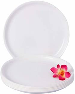 Kanha Round Plate Set of 24 Plastic Plates (White ) Dinner Plate