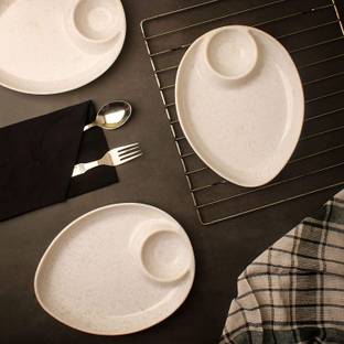 PS smart shopping Melamine White Marble Plate for Serving Snacks, Food, Starters, Buffet Chip & Dip Tray