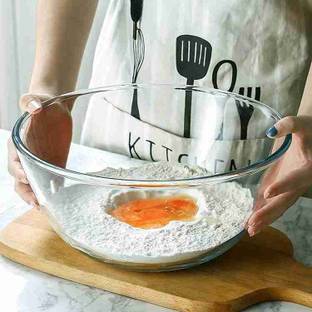 MDNSHO Glass Mixing Bowl 2300ML Borosilicate Microwave Safe Glass Mixing Bowl Set Baking Dish