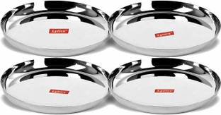 Lyticx Stainless Steel Apple Shape Heavy Gauge Dinner Plates with Mirror Finish 27cm Dinner Plate