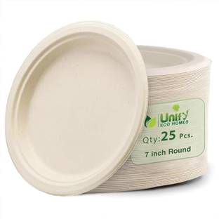 UNIFY Disposable Eco-Friendly, Biodegradable, Paper Plates for Serving Snacks & Dinner Half Plate