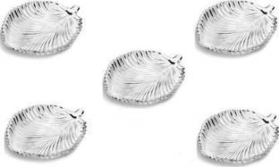 GREATZON ENTERPRISE green kivvi Elegant Leaf Shape Plate Quarter Plate 5 PC K521 For Serving Dry Fruit, Gift & Decor Quarter Plate (5 Quarter Plate) Tray