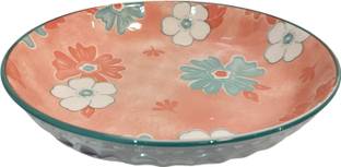 Lemon Tree Ceramic Round Deep Salad/Pasta/Snack Serving Plate, Platters for Serving Snacks Tray