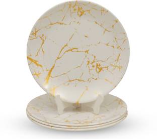 Ariya 10.5 Inch Melamine Dinner Full Serving Plate Set of 4 Dishwasher Safe Rice Plates