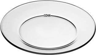 BINZO Glass Dinner Plates,Set of 6, 10 Inch, Big Full Size Plate for Eating Dinner Dinner Plate