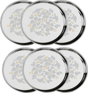 Snapple Stainless Steel Classic Designer Thali/Khumcha/Dinner Plate Heavy Guage 27cm Dinner Plate