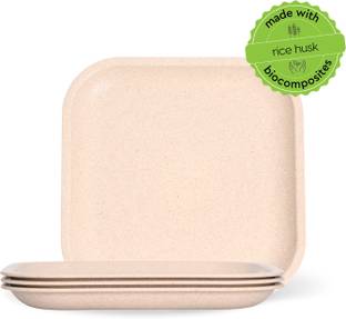 Eha Earth-Friendly Snack Plates | Made with Bamboo Fibers & Rice Husk Half Plate