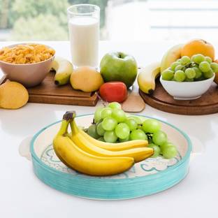 Usha Shriram 11 Inch Designer Ceramic Platter Plate | Refrigerator Safe | Scratch/Stain Proof Dinner Plate