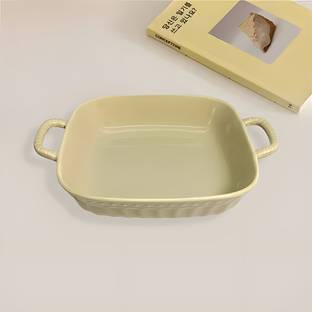 Lemon Tree Square Dish Platter with Double Handle for Snack, Pasta, Salad, Dessert, Chips Tray