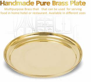 DOKCHAN Brass Plain Plate For Pooja (Size - 17.8cm) Half Plate