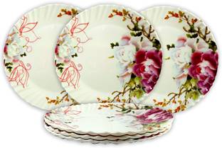 Inpro Melamine Small Half Plate/Snacks Plate Set In Flower Design(Size-8 Inch/20CM) Half Plate