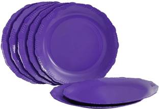 Cutting EDGE Designer Plates (Purple) Set of 6 (Plastic) Dinner Plates for Families | Daily Use | Parties | Unbreakable | Kid Friendly | Microwave Safe | Dishwasher Safe | (Fancy) Dinner Plate