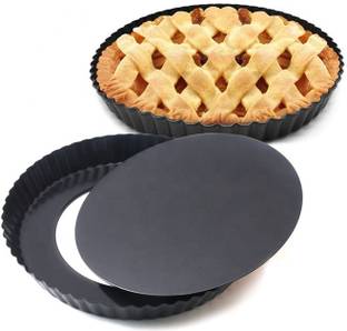 Giffy 9 Inch Carbon Steel Pie Pan, Removable Bottom Non-Stick Coating Cake Pizza Pan Baking Pan