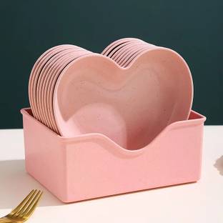 YELONA Heart Shape Dessert|Appetizer|Salad|Snack Plastic Plates - Party, Serving,Dinner Quarter Plate