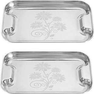 Nirvika Stainless Steel Serving Tray/lemon Platter with steel Finish,Multipurpose Tray Tray
