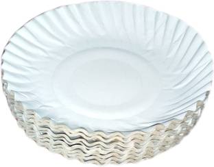 LUSKA 100% Biodegradable 6 inch Round White paper plates (Pack of 50) Dinner Plate