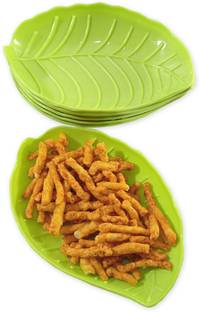SGI Melamine Stylish Leaf Shape Quater Plate For Serving Snacks-Pack Of 6 Quater Plates Quarter Plate