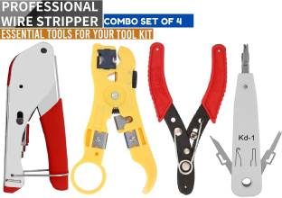 Divinext Universal Cable Stripper Coaxial Jacket Strip With Cutter + RG59/RG6 Compression Tool F Connector Waterproof Connectors Network Crimping Tool + Krone Tool Kd1 Impact Tool & Punch Down Tool Network Interface Card