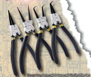 GREYTEN 7Pcs Circlip Plier 7", Internal Bent & Straight, External Bent & Straight Nose Circlip Plier