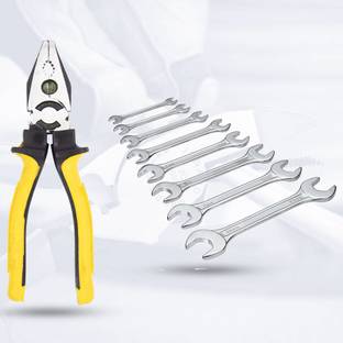 Hillgrove HGCM159M1 8"inch Combination Pilash Plier with 8Pcs Double Open Ended Wrench Set Lineman Plier