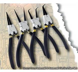 ZIODIC 7" Set Of 4 Pcs, Internal Bent Nose Circlip Plier, Interrnal Straight Nose Circlip Plier