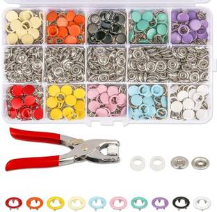 parspar 200 Pcs Multicolor Rivets Grommet Eyelet Setting Tool/Cloth Press Button Punch Plier