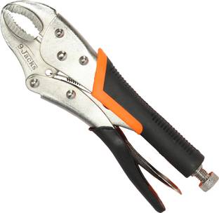 Digital Craft 10-Inch Nickel Plated Curved Jaw Locking Plier with Plastic Handle | Heavy Duty Slip Joint Plier