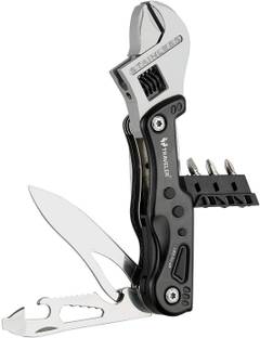 JANCOM 9 In 1 Stainless Steel Multitool Adjustable Wrench with LED Light Lineman Plier