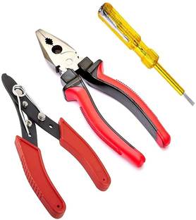 Trishul PILERMAN 8-Inch Combination Plier and 5-Inch Wire Stripper & Cutter and Analog Line Tester Lineman Plier
