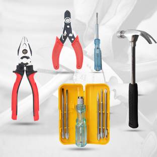 Hillgrove HGCM314M1 Wire Cutter,Line Tester,Hammer and 5in1 Screwdriver Lineman Plier