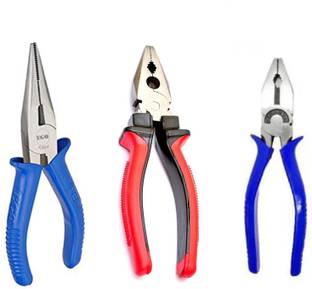 Red Champion Combination & Nose Plier Combo, Red Plas And Jonex 999 6 inch Plier (3pck) Hand Tool Kit