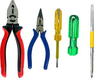 Chawri 4 Pcs Tools Kit Set Plier with Nose Plier & Line Tester & Screw Driver Combination Snap Ring Plier