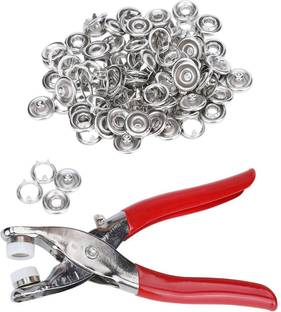 MILONI USA 100pc Silver Button Thickened Snap Fasteners Kit Metal Five Claw Buckle Set Punch Plier