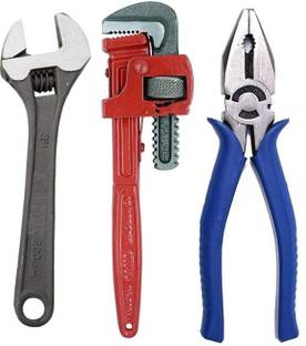 WhiteArcade combo of 3 ( 10 inch pipe wrench, 8 inch adjustable wrench and plier) Combination Snap Ring Plier