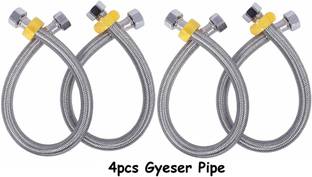 Senkiddpro SS Connection Pipe 24 inch Premium Quality for Geyser,Wash basin,Bathroom (4pcs) 15 mm Plumbing Pipe