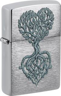 ZIPPO Rooted in Love Design Brushed Chrome Windproof Lighter Pocket Lighter