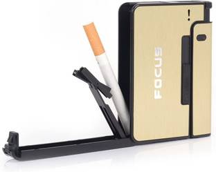 Shreevi Gold Cigarette Case and Lighter Automatic Ejection Butane Windproof Metal Box Maxi Decorated Pocket Lighter