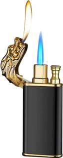 VIOVI Black Double Flame Dragon Lighter Luxuries Creative Design Dual Flame Fire Lighter Windproof & Refillable Pocket Lighter