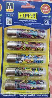 clipper Refillable Large Cigarette Lighters (Hippie Party 1)- 5 PCS Brand: GARTIG Pocket Lighter