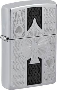 ZIPPO Engraved Intricate Spade Chrome Windproof Lighter Pocket Lighter