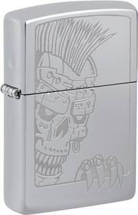 ZIPPO Mohawk Skull Design High Polish Chrome Windproof Lighter Pocket Lighter