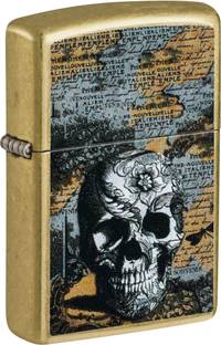ZIPPO Floral Skull Design Street Brass Windproof Lighter Pocket Lighter