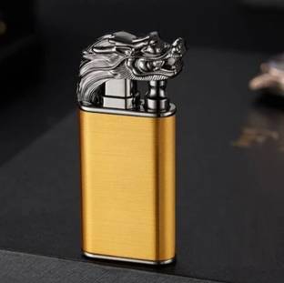 nisatraders DRAGON DOUBLE FLAME SOLID CIGAR CIGARETTE LIGHTER Dragon Face Double Flame Metal Body |Easy Refillable Lighter | Pocket Lighter