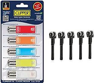 clipper Cigarette Lighters (CP12)- 5 PCS & Flint System 5 Pcs Combo Pocket Lighter
