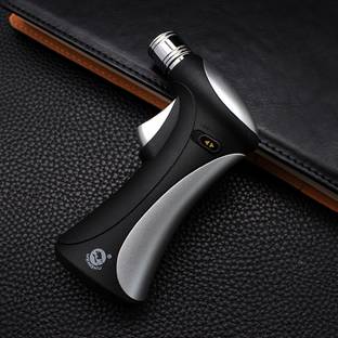 FlameClub MF265_Silver-Black Windproof Direct Injection Personalized Fire Locking Cigarette Pocket Lighter