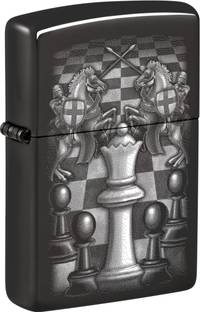 ZIPPO Chess Design High Polish Black Windproof Lighter Pocket Lighter