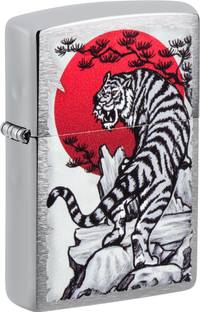 ZIPPO Asian Tiger Design Brushed Chrome Design Windproof Pocket Lighter Pocket Lighter