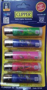 clipper Refillable Large Cigrette Lighters (Colour Instrument)- 5 PCS cigarette gas lighter cp11 - 5 pcs Pocket Lighter