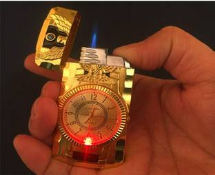 play run ™Windproof Lighter Jet Torch Gas Butane Bird Quartz Watch Steel Gas Lighter