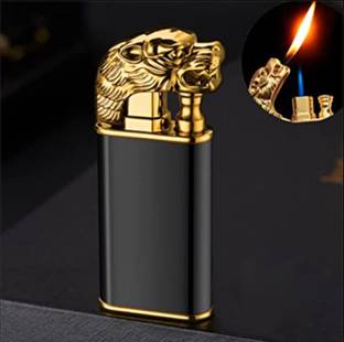 nisatraders DRAGON DOUBLE FLAME SOLID CIGAR CIGARETTE LIGHTER Pocket Lighter Dragon Face Double Flame Metal Body |Easy Refillable Lighter | Pocket Lighter